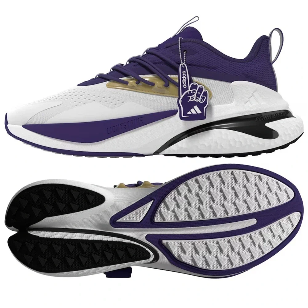 NWT Unisex adidas White/Purple Washington Huskies AlphaBoost V2 Shoes Size 11